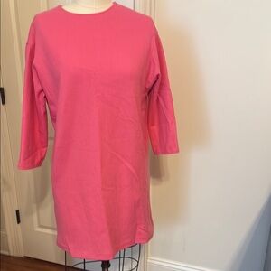 Frances Valentine Pink Boxy Tunic Dress 3/4 Sleeve